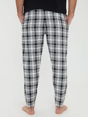 Threadbare Black Brushed 100% Cotton Flannel Check Lounge Bottoms 2 Pack - Image 2 of 4