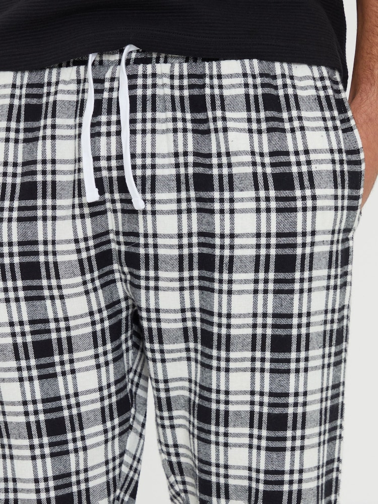 Threadbare Black Brushed 100% Cotton Flannel Check Lounge Bottoms 2 Pack - Image 4 of 4