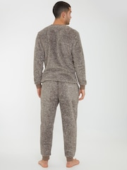 Threadbare Brown Two Tone Teddy Fleece Loungewear Set - Image 2 of 4