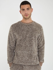 Threadbare Brown Two Tone Teddy Fleece Loungewear Set - Image 3 of 4