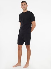 Threadbare Black 100% Cotton Waffle Textured Shortie Lounge Sets 2 Pack - Image 3 of 5
