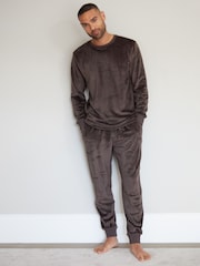 Threadbare Dark Brown Soft Touch Velour Loungewear Set - Image 1 of 4