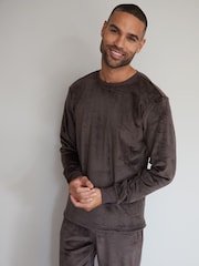 Threadbare Dark Brown Soft Touch Velour Loungewear Set - Image 3 of 4
