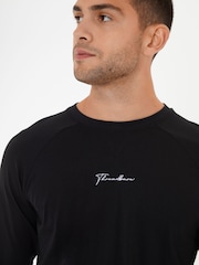 Threadbare Black 100% Cotton Script Long Sleeve Check Pyjamas Set - Image 4 of 4