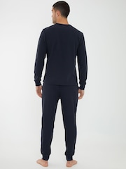 Threadbare Blue Waffle Textured Fleece Loungewear Set - Image 2 of 4
