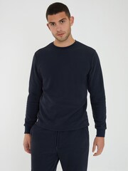 Threadbare Blue Waffle Textured Fleece Loungewear Set - Image 3 of 4