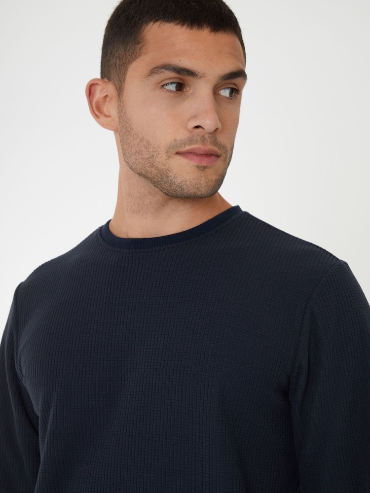 Threadbare Blue Waffle Textured Fleece Loungewear Set - Image 4 of 4