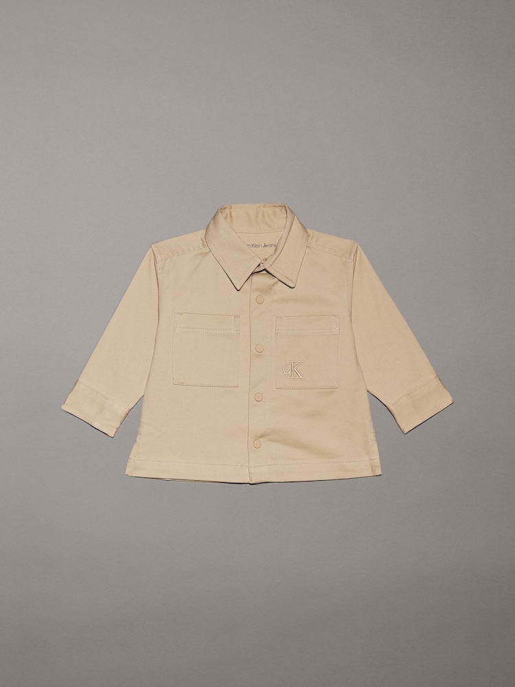 Calvin Klein Brown Cotton Woven Long Sleeve Shirt - Image 1 of 2