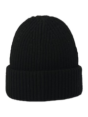 AllSaints Black Travelling Rib Beanie - Image 2 of 4