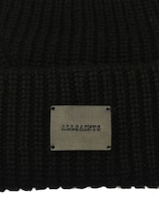 AllSaints Black Travelling Rib Beanie - Image 4 of 4