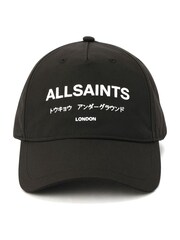 AllSaints Black 100% Organic Cotton Underground Logo Baseball Cap - Image 1 of 5