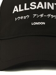 AllSaints Black 100% Organic Cotton Underground Logo Baseball Cap - Image 5 of 5