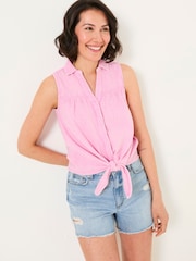 FatFace Light Pink Sam Tie Front Shirt - Image 1 of 5