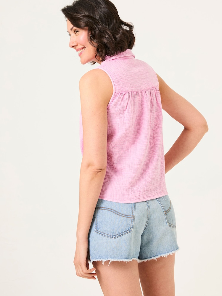 FatFace Light Pink Sam Tie Front Shirt - Image 2 of 5