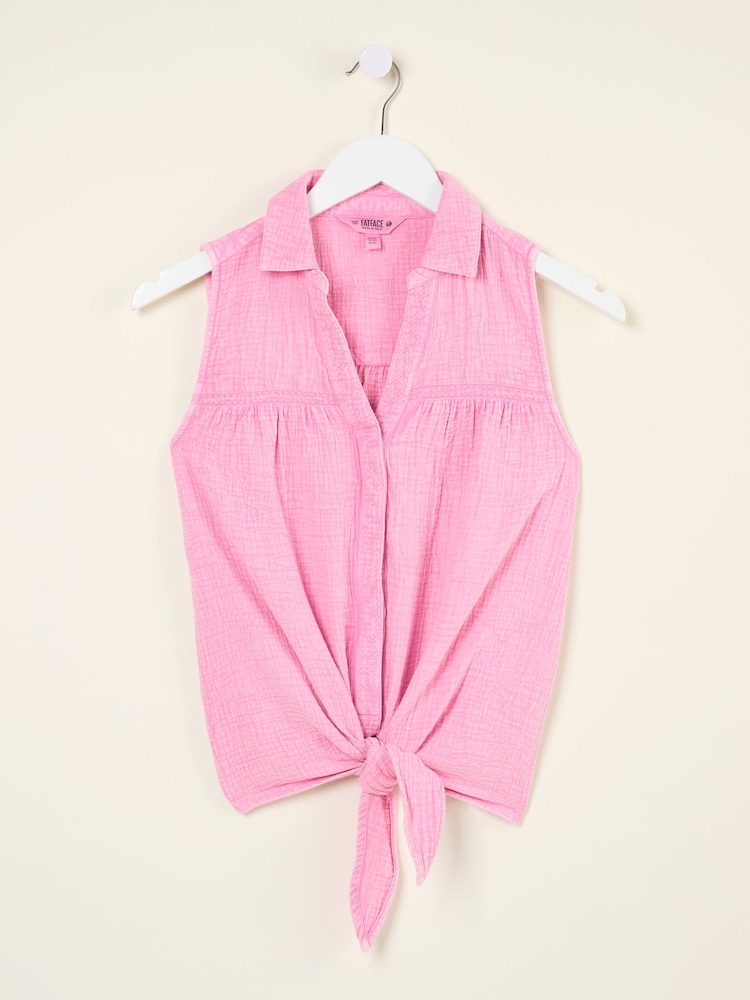 FatFace Light Pink Sam Tie Front Shirt - Image 5 of 5