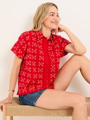 FatFace Sanchez Red Jacquard Shirt - Image 3 of 6