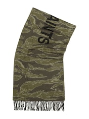 AllSaints Green Nova Camo Needle Punch Scarf - Image 3 of 5