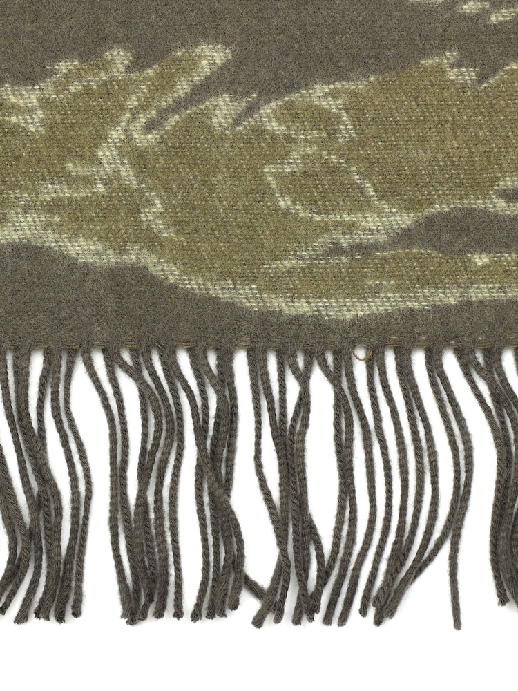 AllSaints Green Nova Camo Needle Punch Scarf - Image 5 of 5