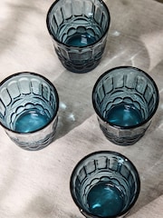Dibor 4 Pack Blue Aurielle Blue Embossed Tumbler Glasses - Image 2 of 4