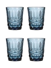 Dibor 4 Pack Blue Aurielle Blue Embossed Tumbler Glasses - Image 4 of 4