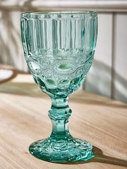 Dibor 4 Pack Blue Aurielle Embossed Wine Glasses - Image 3 of 4