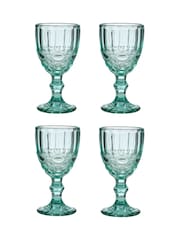 Dibor 4 Pack Blue Aurielle Embossed Wine Glasses - Image 4 of 4