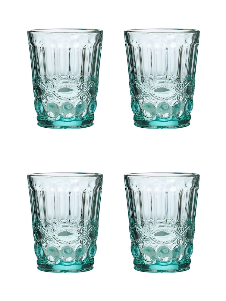 Dibor 4 Pack Blue Aurielle Embossed Tumbler Glasses - Image 2 of 3
