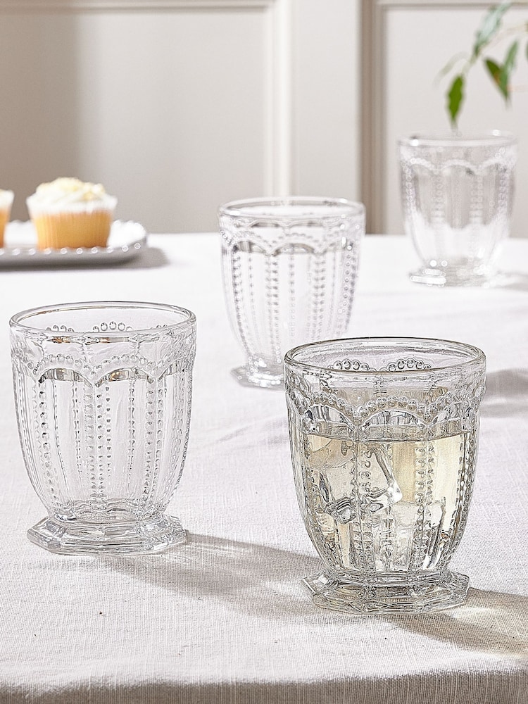 Dibor 4 Pack Clear Bella Perle Short Tumbler Glasses - Image 1 of 5
