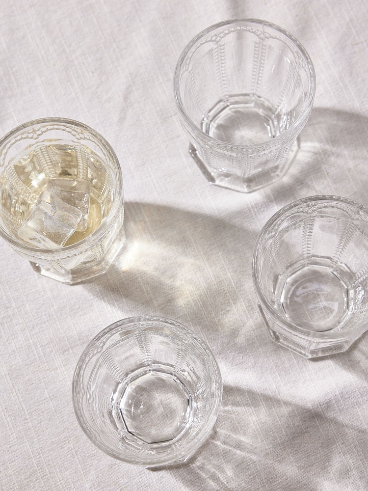 Dibor 4 Pack Clear Bella Perle Short Tumbler Glasses - Image 2 of 5