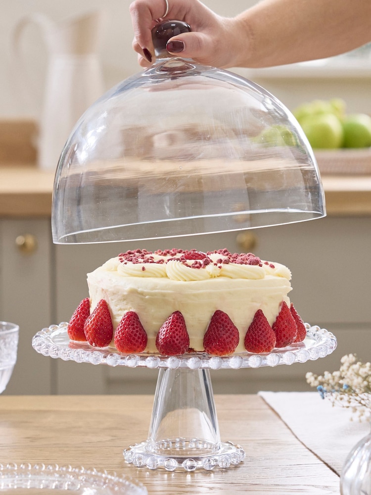 Dibor Clear Bella Perle Glass Cake Stand and Dome - Image 2 of 5