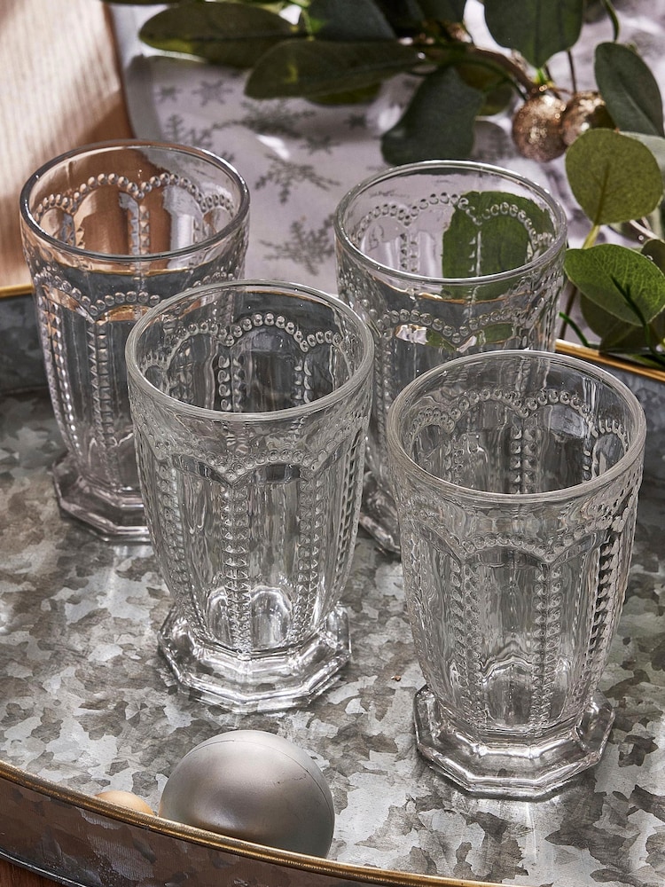 Dibor 4 Pack Clear Bella Perle Tall Tumbler Glasses - Image 5 of 5