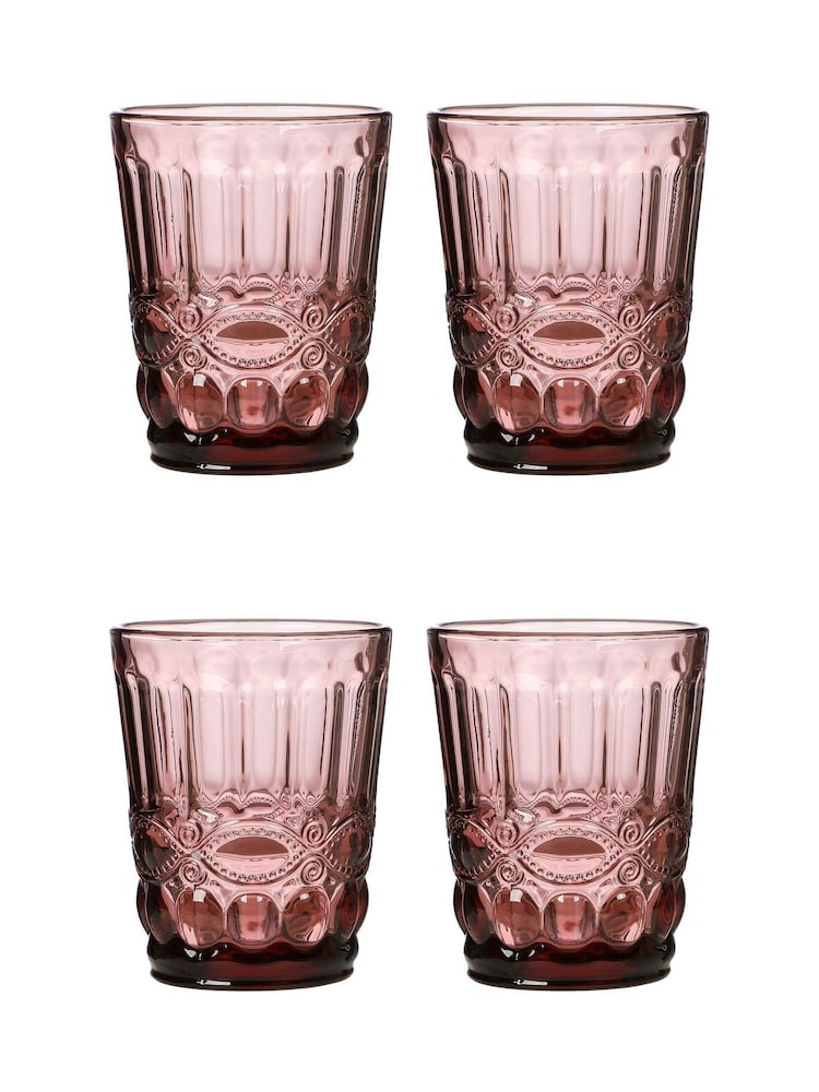 Dibor 4 Pack Pink Aurielle Embossed Tumbler Glasses - Image 5 of 5