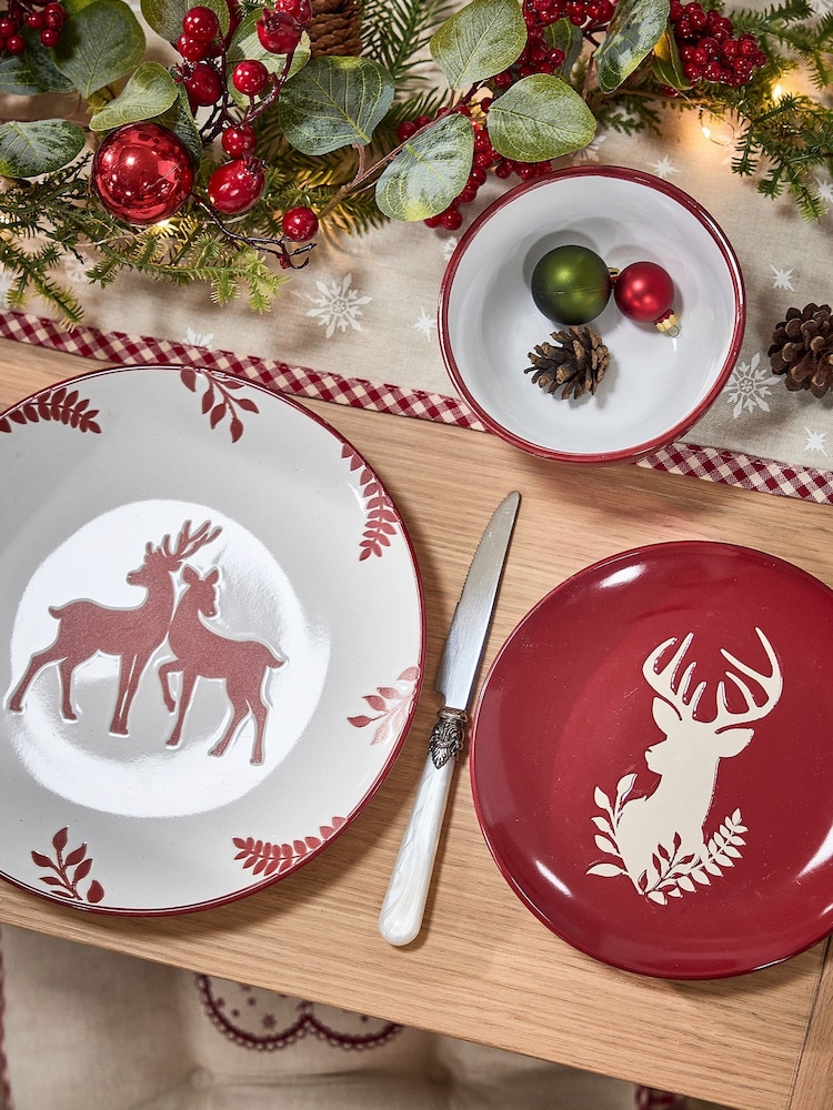 Dibor Red 12 Piece Red Stag Dinner Set - Image 1 of 5