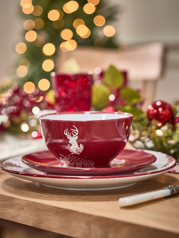 Dibor Red 12 Piece Red Stag Dinner Set - Image 2 of 5