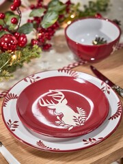 Dibor Red 12 Piece Red Stag Dinner Set - Image 3 of 5