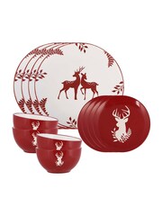 Dibor Red 12 Piece Red Stag Dinner Set - Image 5 of 5
