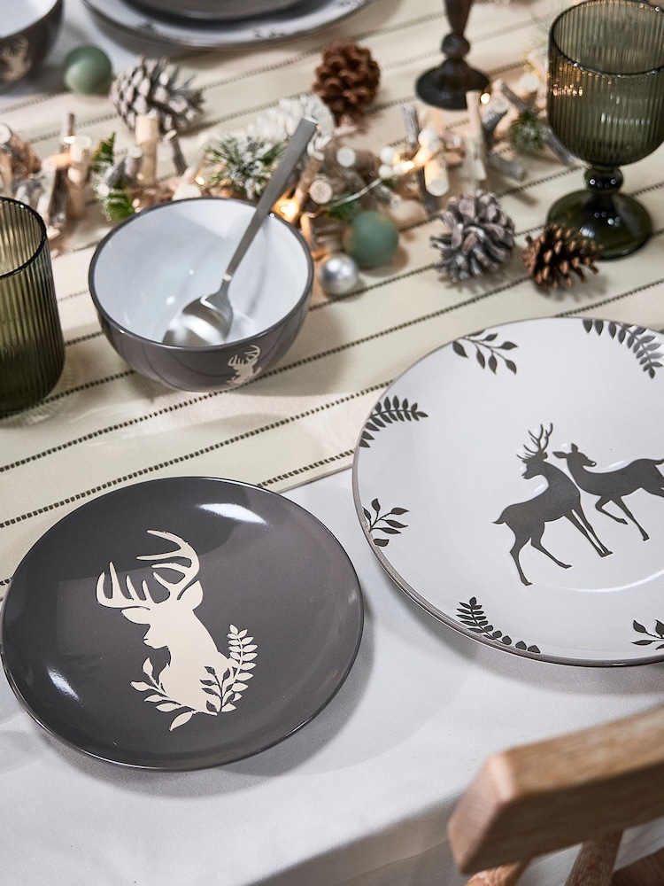 Dibor Grey 12 Piece Grey Stag Dinner Set - Image 1 of 6