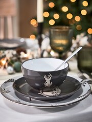 Dibor Grey 12 Piece Grey Stag Dinner Set - Image 3 of 6