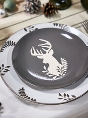 Dibor Grey 12 Piece Grey Stag Dinner Set - Image 5 of 6