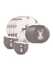Dibor Grey 12 Piece Grey Stag Dinner Set - Image 6 of 6