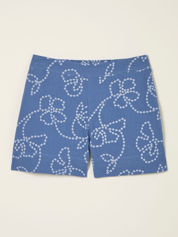 Rosie Chambray Blue Printed Shorts - Image 11 of 11