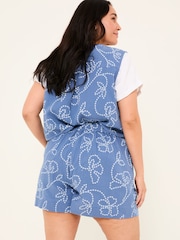 Rosie Chambray Blue Printed Shorts - Image 7 of 11