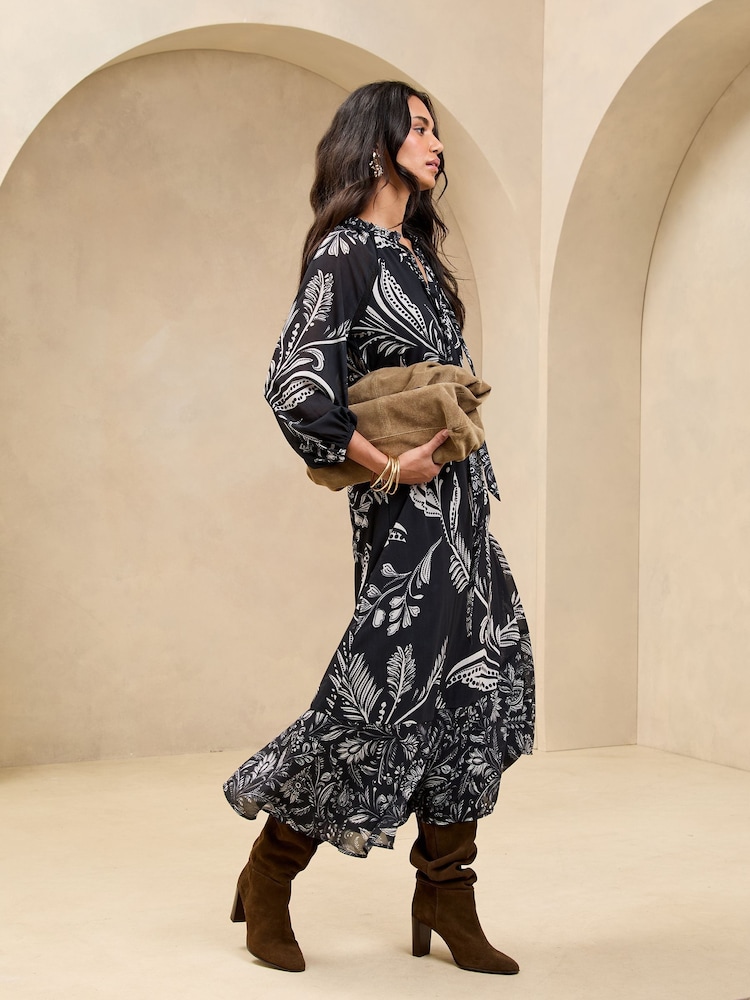 Черно-белый - Lipsy Printed VNeck Midi Shirt Dress - Image 2 of 4