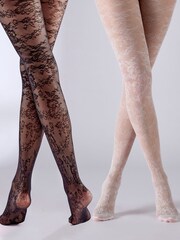 Pretty Polly Floral Black Tights 2 Pack - Image 2 of 7