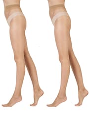 Pretty Polly Natural 8 Denier Skin Tone Tights 2 Pair Pack - Image 1 of 1