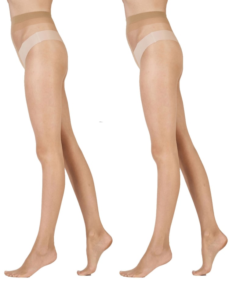 Pretty Polly Natural 8 Denier Skin Tone Tights 2 Pair Pack - Image 1 of 1