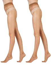Pretty Polly Natural 8 Denier Skin Tone Tights 2 Pair Pack - Image 1 of 4