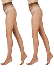 Pretty Polly Natural 8 Denier Skin Tone Tights 2 Pair Pack - Image 1 of 4
