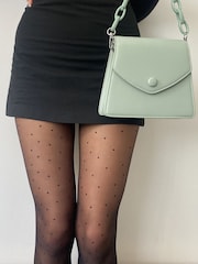 Pretty Polly Pin Spot 10 Denier Gloss Black Tights 2 Pack - Image 3 of 7