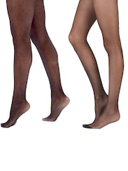 Pretty Polly Pin Spot 10 Denier Gloss Black Tights 2 Pack - Image 4 of 7